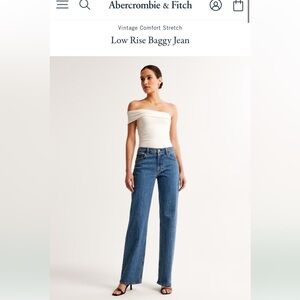 A&F Curve Love Low Rise Baggy Jean - Dark Marble wash - 24 SHORT